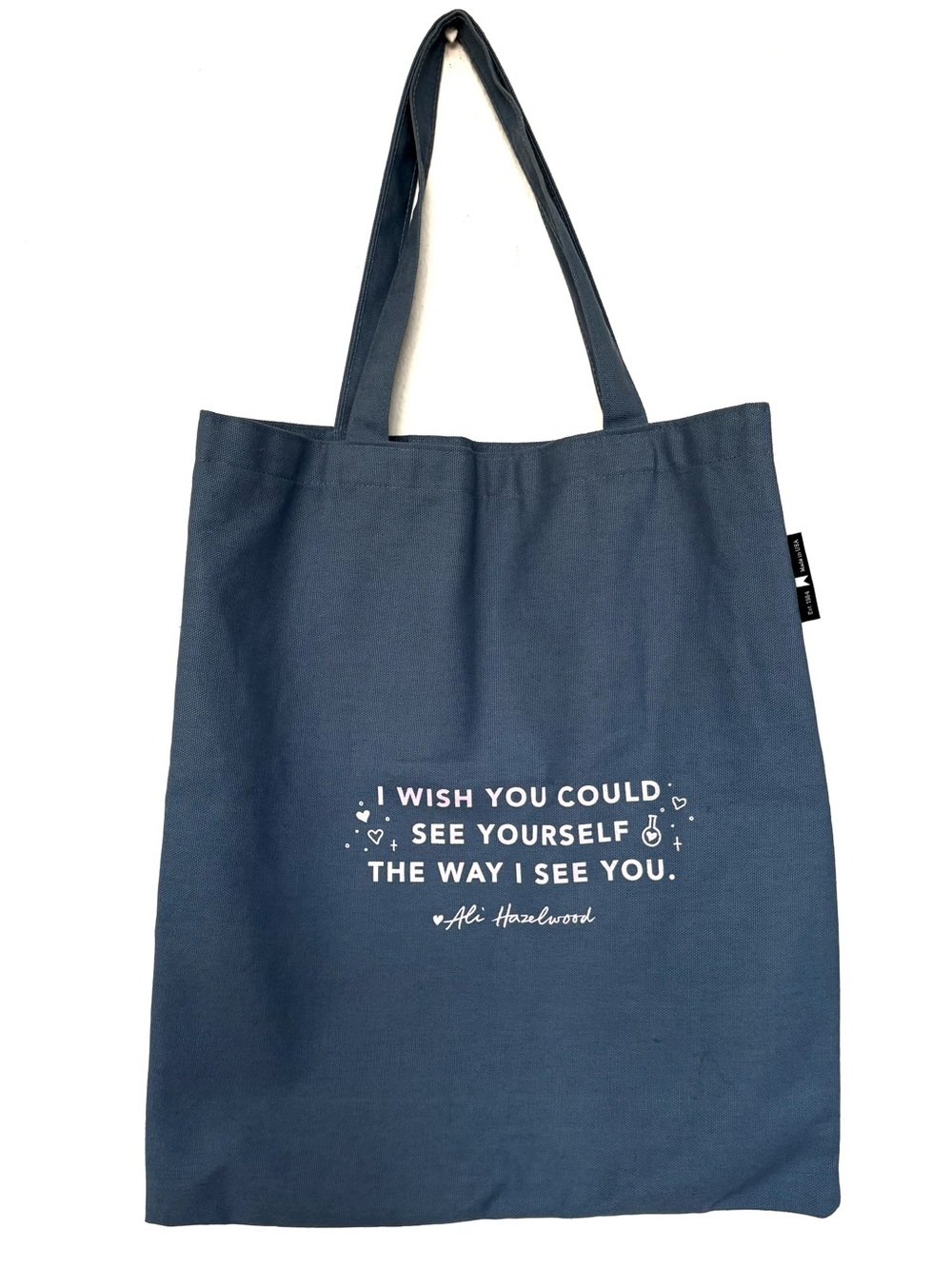 The Love Hypothesis Book Graphic Blue Tote Bag Ali Hazelwood - Picture 4 of 6